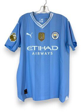 Puma Manchester City Jersey Grealish #10 Home 2023 2024 Medium FIFA Badge Blue